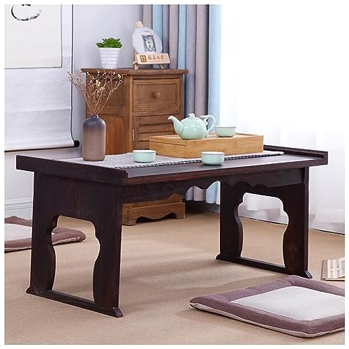 GMTstore Bodentisch Antiker Tisch Japanische Meditation Tee Tisch Holz Couchtisch Multifunktionale Tragbare Niedrige Tabelle (Color : Brown, S : 80x45x39cm) von GMTstore