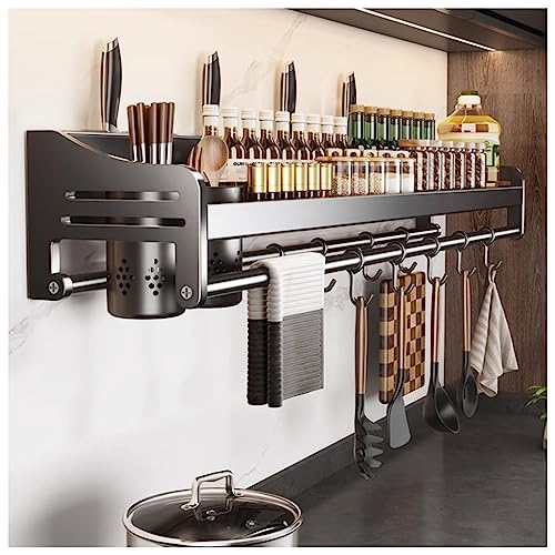 Wandmontierter Topf Rack Mit Haken Küche Speicher Regal Für Geschirr Gewürz Rack Küche Töpfe Pfannen Organizer Regal 2 Installation Weg Einfache Montage (S : 40cm) von GMTstore