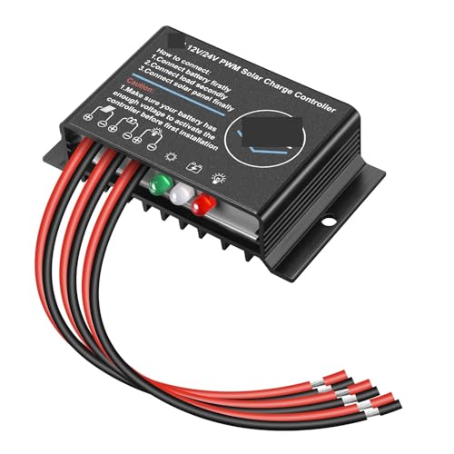 10A 20A 12V 24V Wasserdichter PWM Mini Solar Laderegler Regler mit Kabel(20A) von GMUME