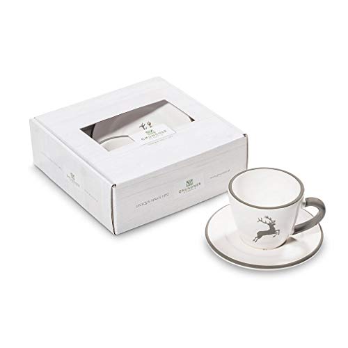 GMUNDNER KERAMIK Espresso for you Gourmet Geschirrset grauer Hirsch Geschirr, handgemacht in Österreich von GMUNDNER KERAMIK