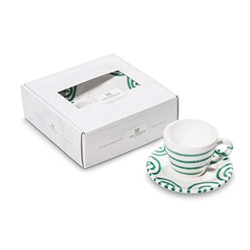 GMUNDNER KERAMIK Espresso for you Gourmet Geschirrset Grüngeflammt Geschirr, handgemacht in Österreich von GMUNDNER KERAMIK