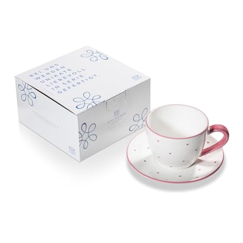 GMUNDNER KERAMIK Herzerl Rosa, Teetasse Maxima mit Unterteller, handgemacht in Österreich GMUNDNER KERAMIK Herzerl Rosa, Teetasse Maxima mit Unterteller, handgemacht in Österreich von GMUNDNER KERAMIK