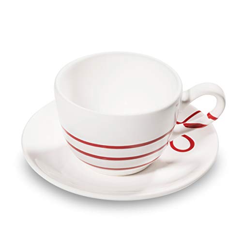 GMUNDNER KERAMIK Kaffeetasse mit Unterteller | Set, 2-teilig | Pur Geflammt Rot | Geschirr, handgemacht in Österreich von GMUNDNER KERAMIK