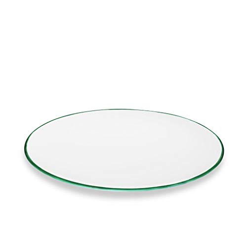 GMUNDNER KERAMIK Platte oval Grösse: l= 28 cm x b= 21 cm x h= 2.3 cm Grüner Rand Geschirr, handgemacht in Österreich von GMUNDNER KERAMIK