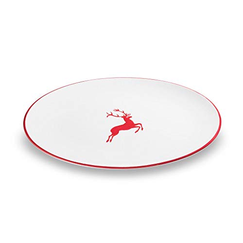 GMUNDNER KERAMIK Platte oval Grösse: l= 33 cm x b= 26 cm x h= 2.5 cm rubinroter Hirsch Geschirr, handgemacht in Österreich von GMUNDNER KERAMIK
