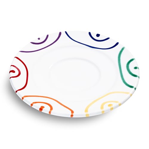 GMUNDNER KERAMIK Regenbogen, Unterteller Kaffee Gourmet (Ø 16cm), handgemacht in Österreich von GMUNDNER KERAMIK