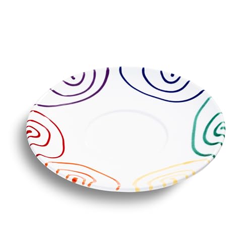GMUNDNER KERAMIK Regenbogen, Unterteller Teetasse Maxima (Ø18cm), handgemacht in Österreich von GMUNDNER KERAMIK
