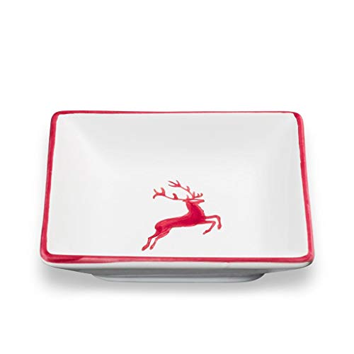 GMUNDNER KERAMIK Snackschale Grösse: l= 11 cm x b= 11 cm x h= 2.8 cm bordeauxroter Hirsch Geschirr, handgemacht in Österreich von GMUNDNER KERAMIK