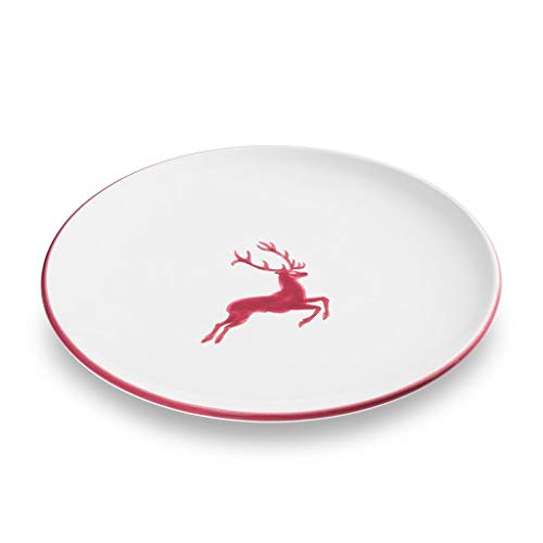 GMUNDNER KERAMIK Speiseteller, Durchmesser: 25 cm, Bordeauxroter Hirsch, handgemachte Keramik aus Österreich von GMUNDNER KERAMIK