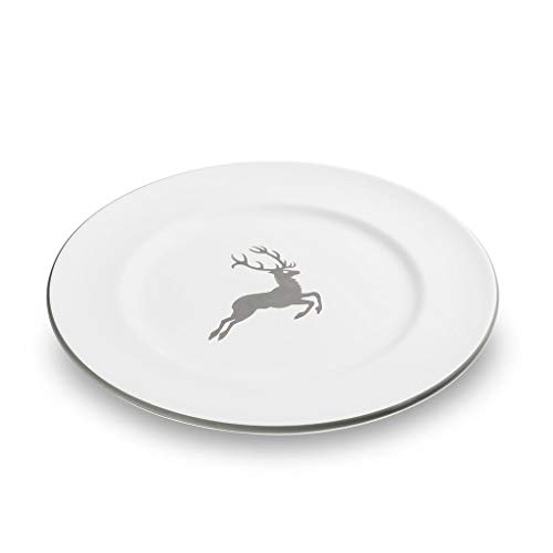 GMUNDNER KERAMIK Speiseteller Gourmet Durchmesser : 27 cm grauer Hirsch Geschirr, handgemacht in Österreich von GMUNDNER KERAMIK