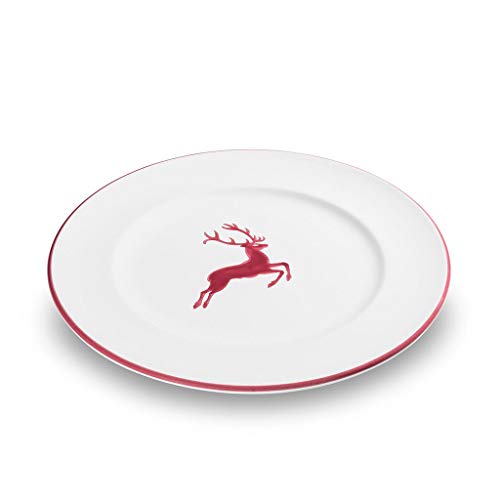 GMUNDNER KERAMIK Speiseteller Gourmet Durchmesser : 27 cm bordeauxroter Hirsch Geschirr, handgemacht in Österreich von GMUNDNER KERAMIK