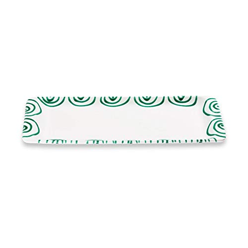 GMUNDNER KERAMIK Stollenplatte 42 x 16 cm Grösse: l= 42 cm x b= 16 cm x h= 2.5 cm Grüngeflammt Geschirr, handgemacht in Österreich von GMUNDNER KERAMIK