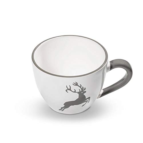 GMUNDNER KERAMIK Teetasse Maxima Füllmenge : 0.4 Liter Grauer Hirsch Geschirr, handgemacht in Österreich von GMUNDNER KERAMIK