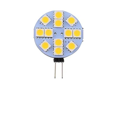 GMVGKLCPCF 2 Stücke LED G4 5050 SMD Dekorative Lichtquelle DC12V 24 Lampenperlen Weiß Warmweiß Runde Panel Lampe Fenster Licht Maislampe(Cold white 6500K,12 LEDs-2.4W) von GMVGKLCPCF