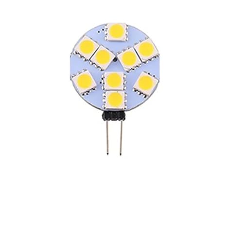 GMVGKLCPCF 2 Stücke LED G4 5050 SMD Dekorative Lichtquelle DC12V 24 Lampenperlen Weiß Warmweiß Runde Panel Lampe Fenster Licht Maislampe(Cold white 6500K,9 LEDs-1.8W) von GMVGKLCPCF
