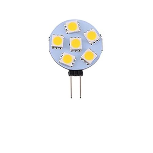 GMVGKLCPCF 2 Stücke LED G4 5050 SMD Dekorative Lichtquelle DC12V 24 Lampenperlen Weiß Warmweiß Runde Panel Lampe Fenster Licht Maislampe(Warm white 3000K,6 LEDs-1.2W) von GMVGKLCPCF