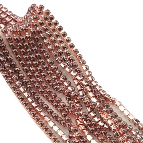 1,9 m/9 Meter Kristall Strass Verschlusskette, Kupferperlenkette zum Nähen DIY Bekleidungszubehör, Besatz 2mm, 9 Farben für Nähschuhe (Braun-GR 1,9 m/9 Meter Kristall Strass Verschlusskette, Kupferperlenkette zum Nähen DIY Bekleidungszubehör, Besatz 2mm, 9 Farben für Nähschuhe (Braun-GR von GMVZGQW