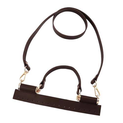 1 Set Häkeltasche aus Leder mit Löchern, gewebtes Taschen-Set, Patchwork-Griff, Stricktasche, DIY, handgefertigte Tasche, Zubehör für Mini-Tasche (Kaffee) von GMVZGQW