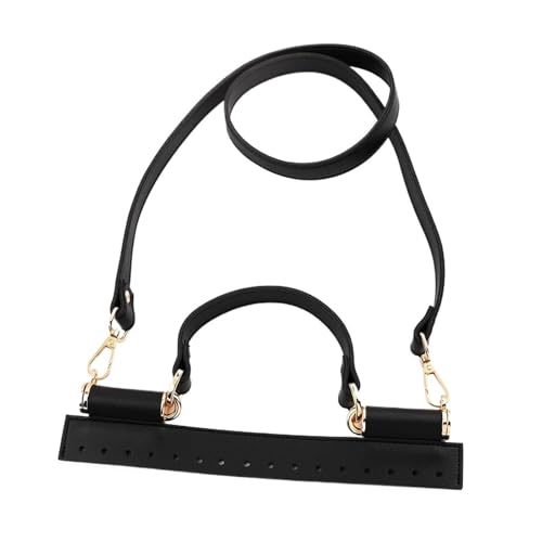 1 Set Häkeltasche aus Leder mit Löchern, gewebtes Taschen-Set, Patchwork-Griff, Stricktasche, DIY, handgefertigte Tasche, Zubehör für Mini-Tasche (schwarz) von GMVZGQW