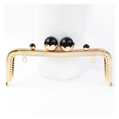Frame Kiss Clasp Lock 20 cm Metal Bag Handle Retro Pearl Kiss Clasp Lock Buckle Purse Frame DIY Sewing Handbag Brackets Hardware Accessories for Purse Making(BlackLightGold, 1Pc) von GMVZGQW