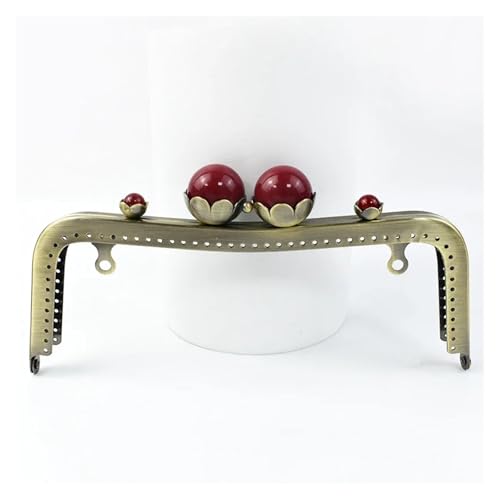 Frame Kiss Clasp Lock 20 cm Metal Bag Handle Retro Pearl Kiss Clasp Lock Buckle Purse Frame DIY Sewing Handbag Brackets Hardware Accessories for Purse Making(RedBrass,2Pcs) von GMVZGQW