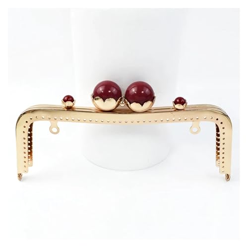 Frame Kiss Clasp Lock 20 cm Metal Bag Handle Retro Pearl Kiss Clasp Lock Buckle Purse Frame DIY Sewing Handbag Brackets Hardware Accessories for Purse Making(RedLightGold,2Pcs) von GMVZGQW