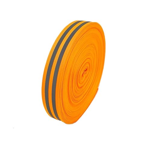 GMVZGQW 25 mm breites Sicherheits-Reflexband, Gewebeband zum Nähen, reflektierendes gewebtes Klebeband, dekorativer Streifen, 10 Meter lang für den Außenbereich (Orange) von GMVZGQW