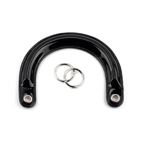 Handtaschengriff aus Kunstleder, U-Form, mit Gliederschnalle, Handtaschenzubehör für Handtaschen, Handtaschen-Zubehör für Mini-Taschen (silberfarbene schwarze Schnalle) von GMVZGQW