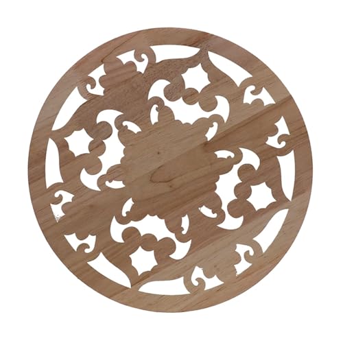 Holzapplikationen, Onlays, rund, dekorativ, Blumenmuster, Holzschnitzerei, Eckapplikationen, Rahmen, Wand, Türen, Möbel, Holzschnitzerei für Schrankdekoration (20 x 20 cm) von GMVZGQW