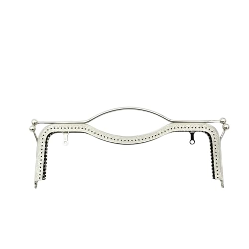 Rahmen-Kussverschluss, 27 cm, rechteckig, konkave Prägung mit Griff, Clutch, Taschenrahmen, großer Metall-Kussverschluss für Taschen, Nähzubehör für die Herstellung von Geldbörsen (Silber) von GMVZGQW