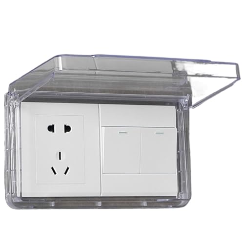 Schutzabdeckung für Wandschalter, selbstklebend, 86 Steckdosen, wasserdichte Box, Kunststoff, elektrische Steckerabdeckung, Badezimmer für den Innenbereich (transparent) von GMVZGQW