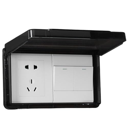 Schutzabdeckung für Wandschalter, selbstklebend, 86 Typ-Steckdosen, wasserdichte Box, Kunststoff, elektrische Steckerabdeckung, Badezimmer für den Innenbereich (schwarz) von GMVZGQW