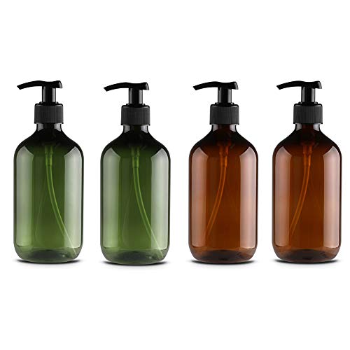 GMWD Leere Shampoo-Flaschen mit 500 ml, blickdicht, vielseitig, Seifenspender-Flaschen, tropffrei, Lotion, nachfüllbar, Pumpflaschen für Lotionen, Shampoos, 4 Stück von GMWD