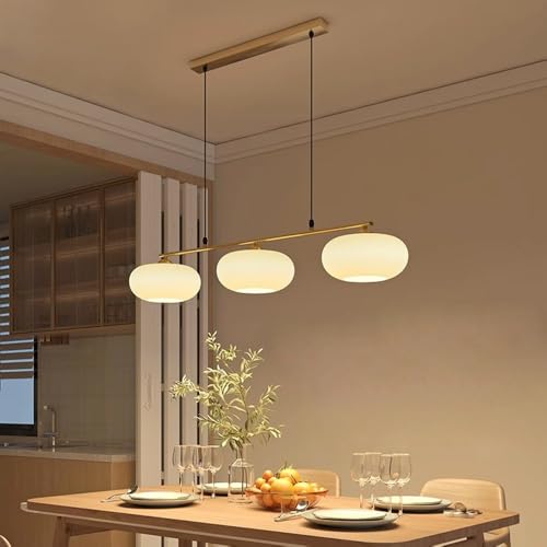 Kreative Pendelleuchte Skandinavischer Stil Hängeleuchte Lampenschirm Milchglas Pendellampe 3-flammig Beleuchtung E27 Höhenverstellbar Hängelampe Esszimmer Schlafzimmer Wohnzimmer Kronleuchter(Gold) von GMWSM