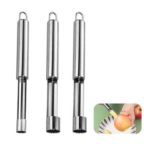 3pcs Apfelentkerner Apfelausstecher Apfelkernausstecher Edelstahl Premium Profi Plus Apfelausstecher Apfel Entkerne Core Remover Tool Küche Seed Corer Gezahnt Edelstahl Entkerne（1.4cm+2cm Kaliber） von GMXJGZ