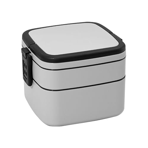 GMYIAK Bento Boxen, Lunchbox mit 2 Fächern und Tragegriff, Salatbox To Go Auslaufsicher, Vesperbox Brotbüchse zum Arbeit Picknick, Clip-Deckel, BPA-frei, 1000 ml (Grau) von GMYIAK