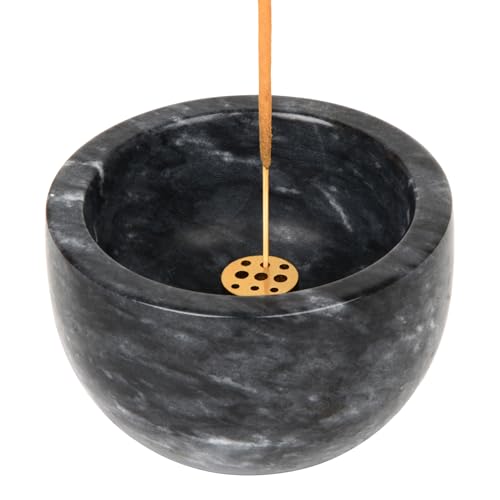 GMYIAK Räucherstäbchenhalter aus Naturmarmor mit 9 Löchern aus Messing, Räucherstäbchenhalter, Aschefänger, für Meditation, Räucherstäbchenverbrennung, Räucherasche leicht zu greifen (Schwarz) GMYIAK Räucherstäbchenhalter aus Naturmarmor mit 9 Löchern aus Messing, Räucherstäbchenhalter, Aschefänger, für Meditation, Räucherstäbchenverbrennung, Räucherasche leicht zu greifen (Schwarz) von GMYIAK