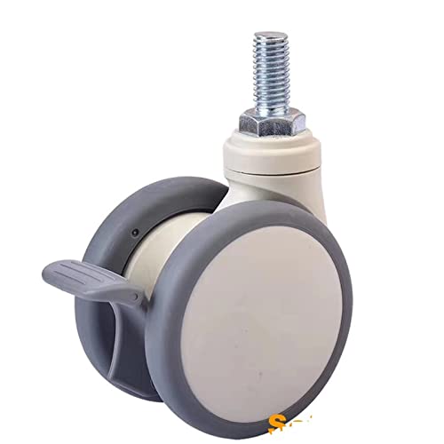 3 zoll Weiß Rad Rollen Weiche Rad Lauffläche M12x25 Mit Lager Stille 1Pcs(Brake x2) von GNAFIWEW