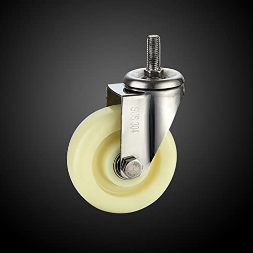 304 Edelstahl-Rollen Räder Nylon-Rad Hohe Tragfähigkeit Kein Rost 2Pcs(M10 brake,1.5 inch) von GNAFIWEW