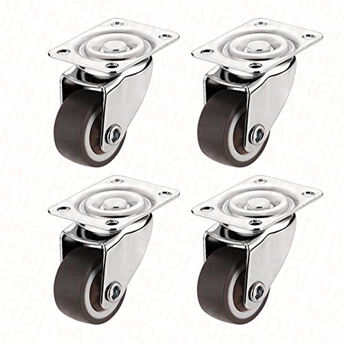 4Pcs Möbel Rollen Räder TPR Weichen Gummi Swivel Caster Silber Roller Rad Mit Bremse(4PCS without brake,1.5 Inch) von GNAFIWEW