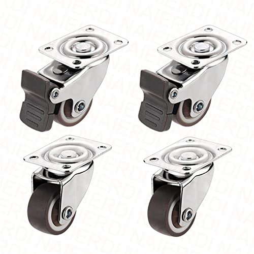 4Pcs Möbel Rollen Räder TPR Weichen Gummi Swivel Caster Silber Roller Rad Mit Bremse(Brake and no brake,2 inch) von GNAFIWEW