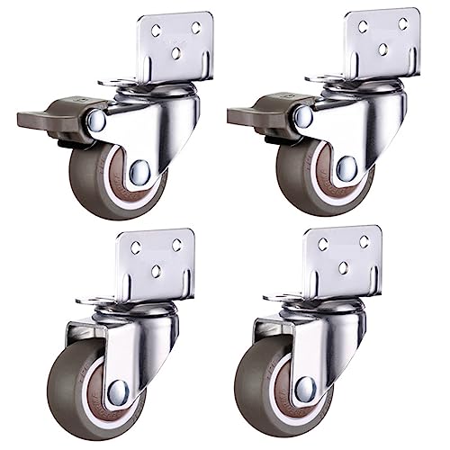 4Pcs Möbel Rollen Räder Weiche Gummi Swivel Caster Ganz Roller Räder(2 brake 2 no brake,2 inch) von GNAFIWEW