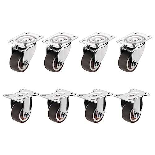 8Pcs Möbel Rollen Räder Weiche Gummi Swivel Caster Silber Roller Rad(Type 4,1 inch) von GNAFIWEW
