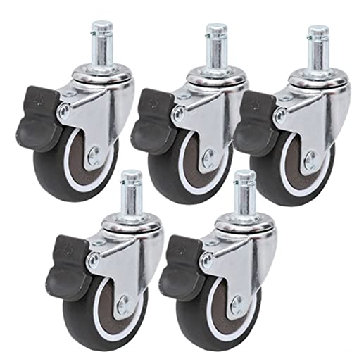 Mute Plunger Sicherungsring Räder Rollen Rad Mit Lager Anti-wrap Rad 5Pcs(With brake,1.5 Inch) von GNAFIWEW