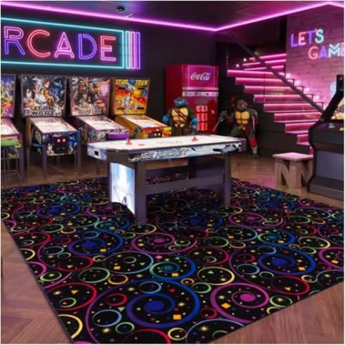 GNALEIEOG Amerikanischer 3D-Neon-Vision-Kristall-Samt-Teppich, Bodenmatte, Bar-Lounge-Dekoration, Fußmatte, 200 x 300 cm von GNALEIEOG