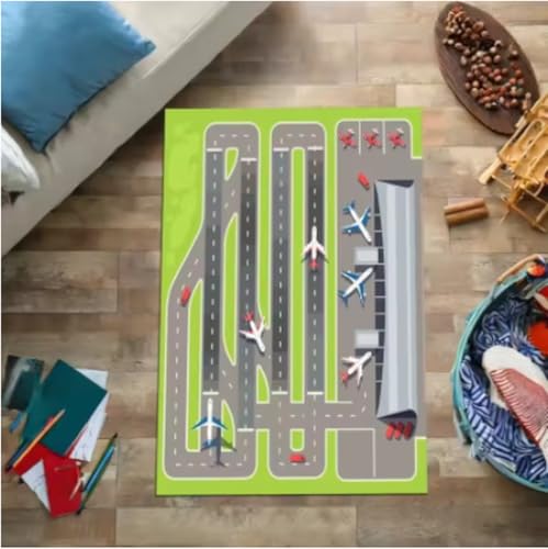 GNALEIEOG Bodenmatte mit Draufsicht auf Flugzeuge und Flugzeugankünfte, Teppich für Schlafzimmer und Spielzimmer, 3D-Dekor, 100 × 160 cm GNALEIEOG Bodenmatte mit Draufsicht auf Flugzeuge und Flugzeugankünfte, Teppich für Schlafzimmer und Spielzimmer, 3D-Dekor, 100 × 160 cm von GNALEIEOG