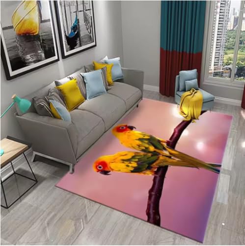 GNALEIEOG Bunter Papageienteppich, Tierblumenteppich, für Küche, Badezimmer, Eingang, rutschfeste Deko-Teppiche, 140 x 200 cm GNALEIEOG Bunter Papageienteppich, Tierblumenteppich, für Küche, Badezimmer, Eingang, rutschfeste Deko-Teppiche, 140 x 200 cm von GNALEIEOG