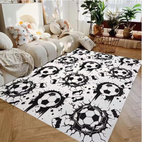 GNALEIEOG Fußball-Teppich, Fußball-Bodendekor, Teppich für Wohnzimmer, Schlafzimmer und Zimmer, 100 × 160 cm GNALEIEOG Fußball-Teppich, Fußball-Bodendekor, Teppich für Wohnzimmer, Schlafzimmer und Zimmer, 100 × 160 cm von GNALEIEOG