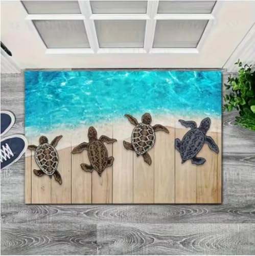 GNALEIEOG Fußmatte, Sommerstrand, Willkommensmatte, Schildkröten- und Ozean-Design, die Beste Bodenmatte, Heimdekoration, 100 × 160 cm von GNALEIEOG
