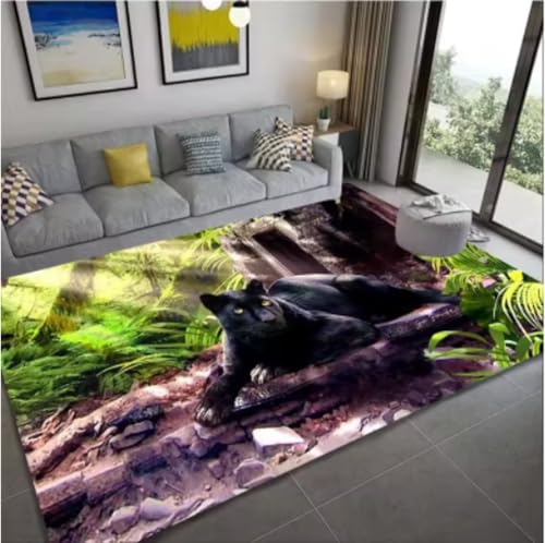 GNALEIEOG Panther-Teppich, schwarzer Leoparden-Teppich, Tier, Löwe, Tiger, Fußmatte für Schlafzimmer, Heimdekoration, 120 x 180 cm GNALEIEOG Panther-Teppich, schwarzer Leoparden-Teppich, Tier, Löwe, Tiger, Fußmatte für Schlafzimmer, Heimdekoration, 120 x 180 cm von GNALEIEOG